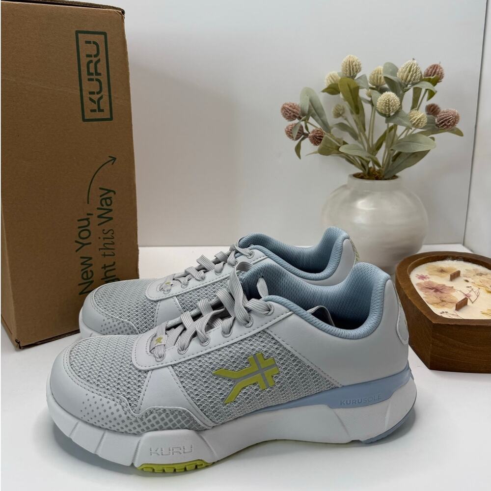 Kuru Quantum 2.0 Walking Comfort Sneaker Dove Gray/Pale Lime Women 9M NWB